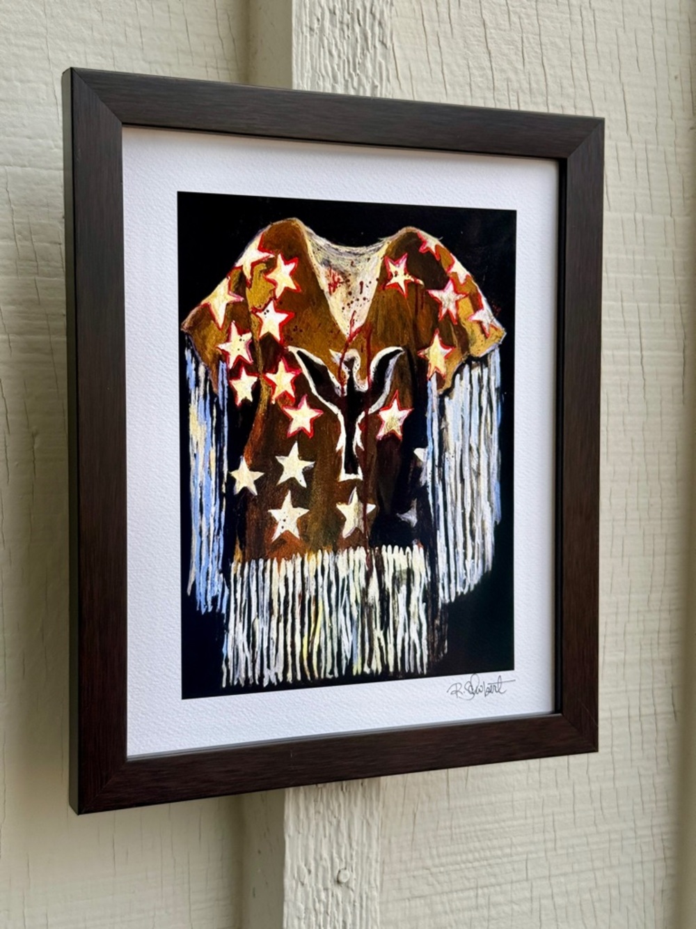 Fringed Star Motif Wall Art Print - Indian Ghost Dance Shirt Framed Fine Art - Picture 4 of 5